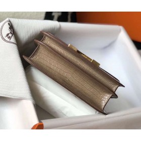 Hermes Constance 18 Handmade Bag In Taupe Embossed Crocodile
