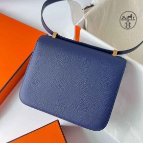 Hermes Constance 24 Handmade Bag In Blue Saphir Epsom Calfskin