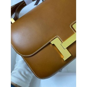 Hermes Constance 24 Handmade Bag In Gold Barenia Calfskin