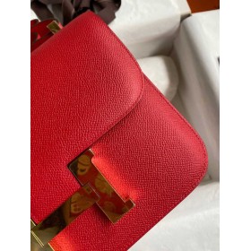 Hermes Constance 24 Handmade Bag In Red Epsom Calfskin