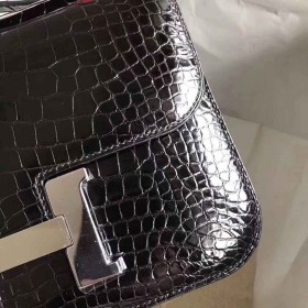 Hermes Constance 24 Handmade Bag In Black Niloticus Crocodile