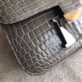 Hermes Constance 24 Handmade Bag In Grey Niloticus Crocodile