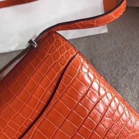 Hermes Constance 24 Handmade Bag In Orange Niloticus Crocodile