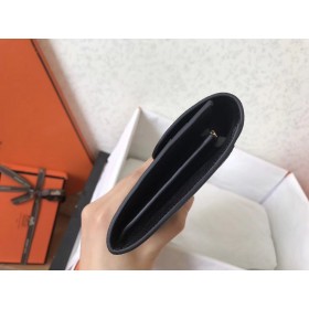 Hermes Constance Long Wallet In Black Epsom Leather