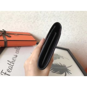 Hermes Constance Long Wallet In Black Swift Leather