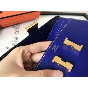 Hermes Constance Long Wallet In Blue Electric Epsom Leather