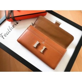 Hermes Constance Long Wallet In Gold Swift Leather