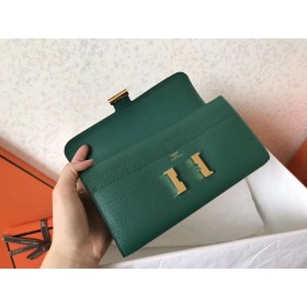 Hermes Constance Long Wallet In Malachite Epsom Leather