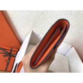 Hermes Constance Long Wallet In Orange Epsom Leather