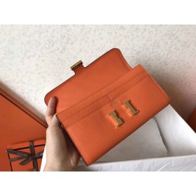 Hermes Constance Long Wallet In Orange Epsom Leather