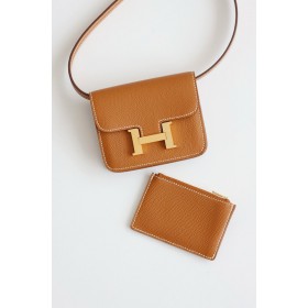 Hermes Constance Slim Wallet in Gold Epsom Calfskin