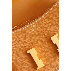 Hermes Constance Slim Wallet in Gold Epsom Calfskin