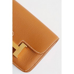 Hermes Constance Slim Wallet in Gold Epsom Calfskin