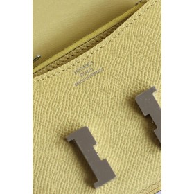 Hermes Constance Slim Wallet in Jaune Poussin Epsom Calfskin