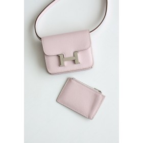 Hermes Constance Slim Wallet in Mauve Pale Epsom Calfskin