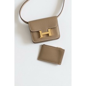 Hermes Constance Slim Wallet in Taupe Epsom Calfskin