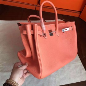 Hermes Birkin 40 Handmade Bag In Crevette Clemence Leather