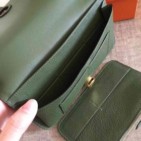 Hermes Dogon Duo Wallet In Green Clemence Leather
