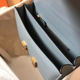 Hermes Constance 24 Handmade Bag In Blue Lin Epsom Leather