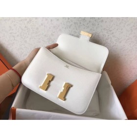 Hermes Constance 24 Handmade Bag In White Epsom Leather