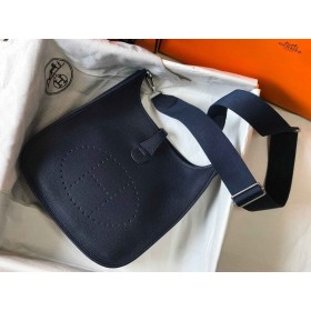 Hermes Evelyne III 29 PM Bag In Dark Blue Clemence Leather
