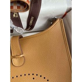 Hermes Evelyne III PM 29 Handmade Bag in Biscuit Clemence Leather