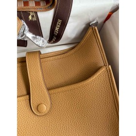Hermes Evelyne III PM 29 Handmade Bag in Biscuit Clemence Leather