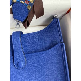 Hermes Evelyne III PM 29 Handmade Bag in Blue Electric Clemence Leather