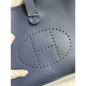 Hermes Evelyne III PM 29 Handmade Bag in Blue Saphir Clemence Leather