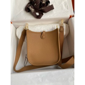 Hermes Evelyne Mini Handmade Bag in Biscuit Clemence Leather