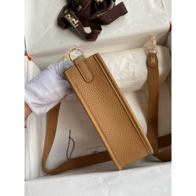 Hermes Evelyne Mini Handmade Bag in Biscuit Clemence Leather