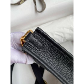 Hermes Evelyne Mini Handmade Bag in Black Clemence Leather