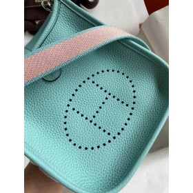 Hermes Evelyne Mini Handmade Bag in Blue Atoll Clemence Leather