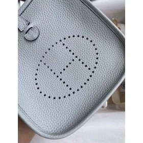 Hermes Evelyne Mini Handmade Bag in Blue Brume Clemence Leather