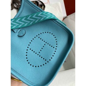 Hermes Evelyne Mini Handmade Bag in Blue du Nord Clemence Leather