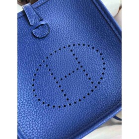 Hermes Evelyne Mini Handmade Bag in Blue Electric Clemence Leather