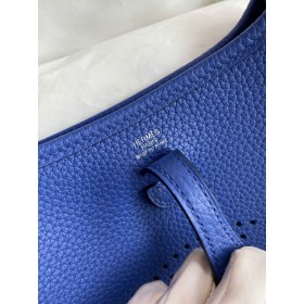 Hermes Evelyne Mini Handmade Bag in Blue Electric Clemence Leather