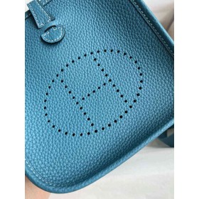 Hermes Evelyne Mini Handmade Bag in Blue Jean Clemence Leather