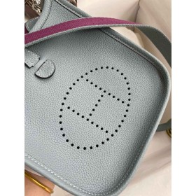 Hermes Evelyne Mini Handmade Bag in Blue Lin Clemence Leather