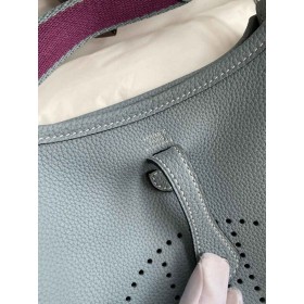 Hermes Evelyne Mini Handmade Bag in Blue Lin Clemence Leather