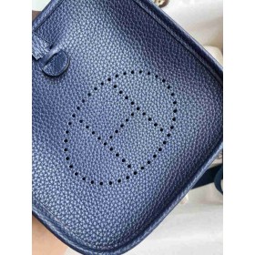 Hermes Evelyne Mini Handmade Bag in Blue Saphir Clemence Leather