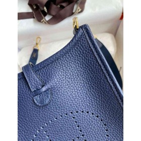 Hermes Evelyne Mini Handmade Bag in Blue Saphir Clemence Leather