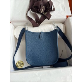 Hermes Evelyne Mini Handmade Bag in Deep Blue Clemence Leather