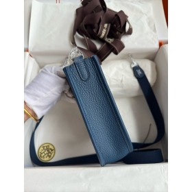 Hermes Evelyne Mini Handmade Bag in Deep Blue Clemence Leather