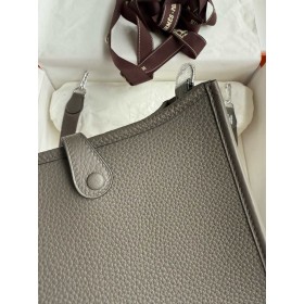Hermes Evelyne Mini Handmade Bag in Etain Clemence Leather