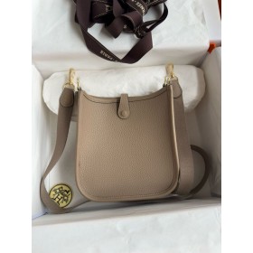 Hermes Evelyne Mini Handmade Bag in Gris Tourterelle Clemence Leather