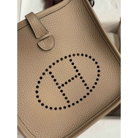 Hermes Evelyne Mini Handmade Bag in Gris Tourterelle Clemence Leather