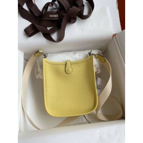 Hermes Evelyne Mini Handmade Bag in Jaune Poussin Clemence Leather