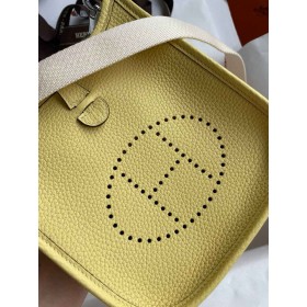 Hermes Evelyne Mini Handmade Bag in Jaune Poussin Clemence Leather