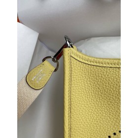 Hermes Evelyne Mini Handmade Bag in Jaune Poussin Clemence Leather
